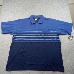 Botany 500 Polo Shirt Mens 2XL Blue Navy Striped Short Sleeve Golf Style 148